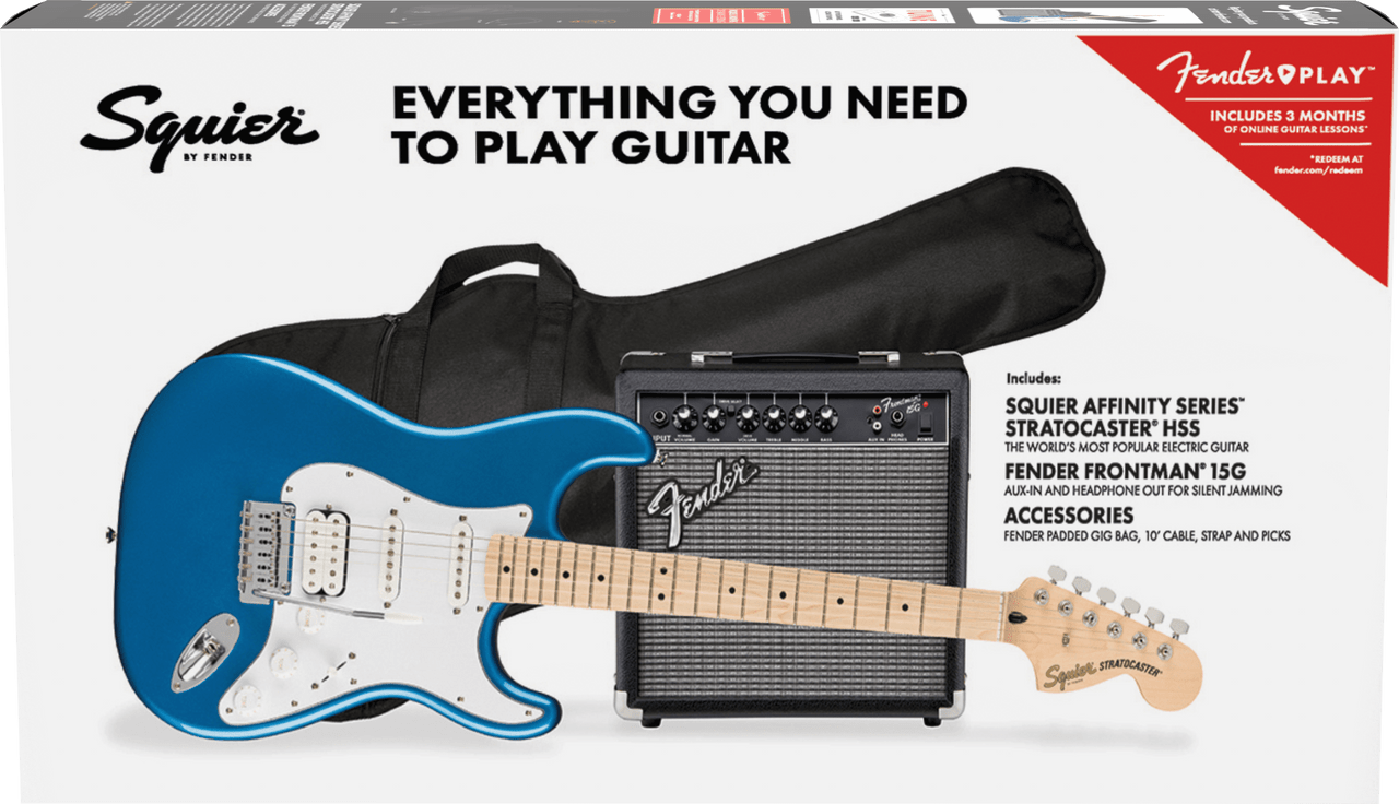 Affinity Series Stratocaster HSS Pack Maple Fingerboard Lake Placid Blue Gig Bag 15G - 240V