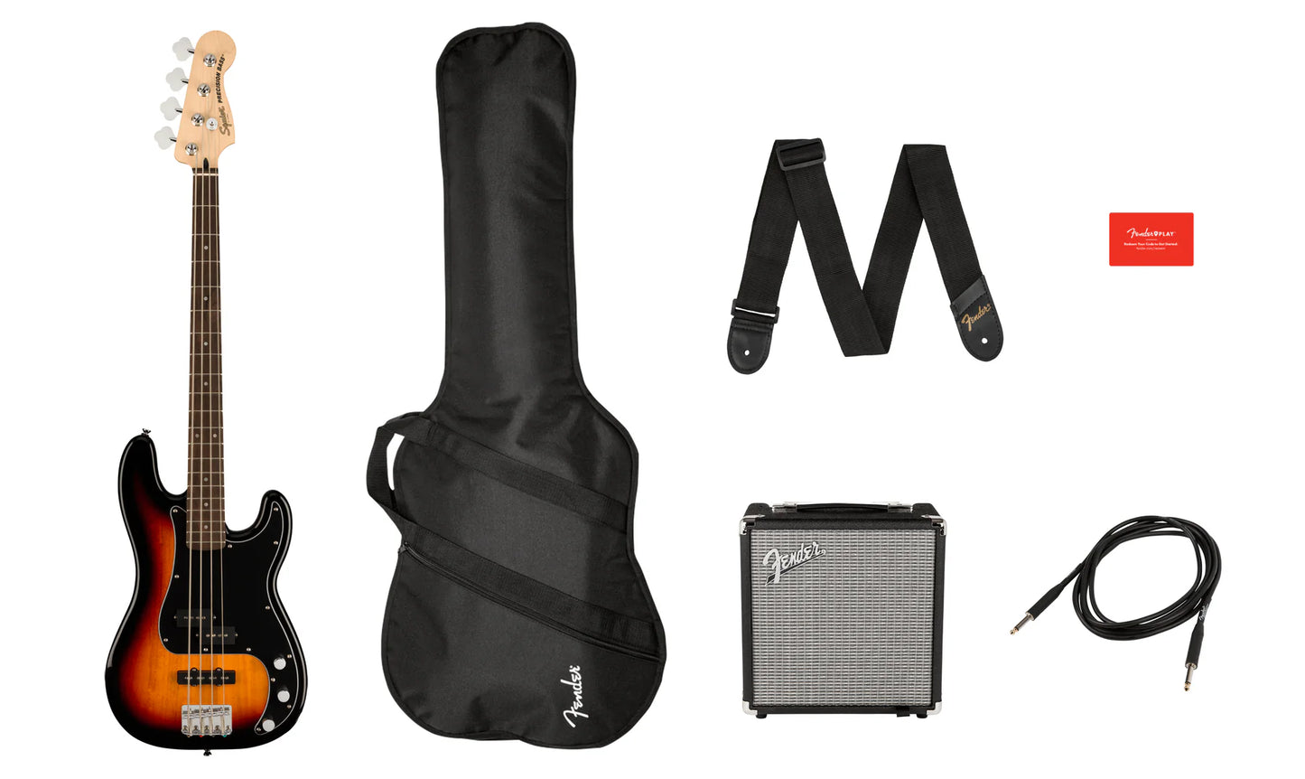 Affinity Series Precision Bass PJ Pack Laurel Fingerboard 3-Color Sunburst Gig Bag Rumble 15 - 240V