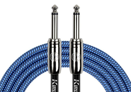 Kirlin 10ft 1/4" Mono To 1/4" Mono Guitar Cable | Woven Blue | IWCC-201PN