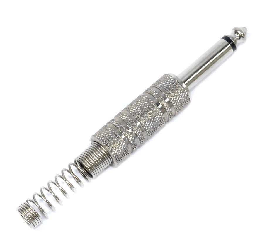 Leem 1/4" Metal Mono Jack Plug with Long Flexible Cable Boot (Pk-1)