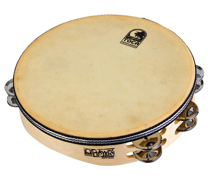Toca Players Series Wooden 10" Tambourine w/ Head & Double Row Of Jingles