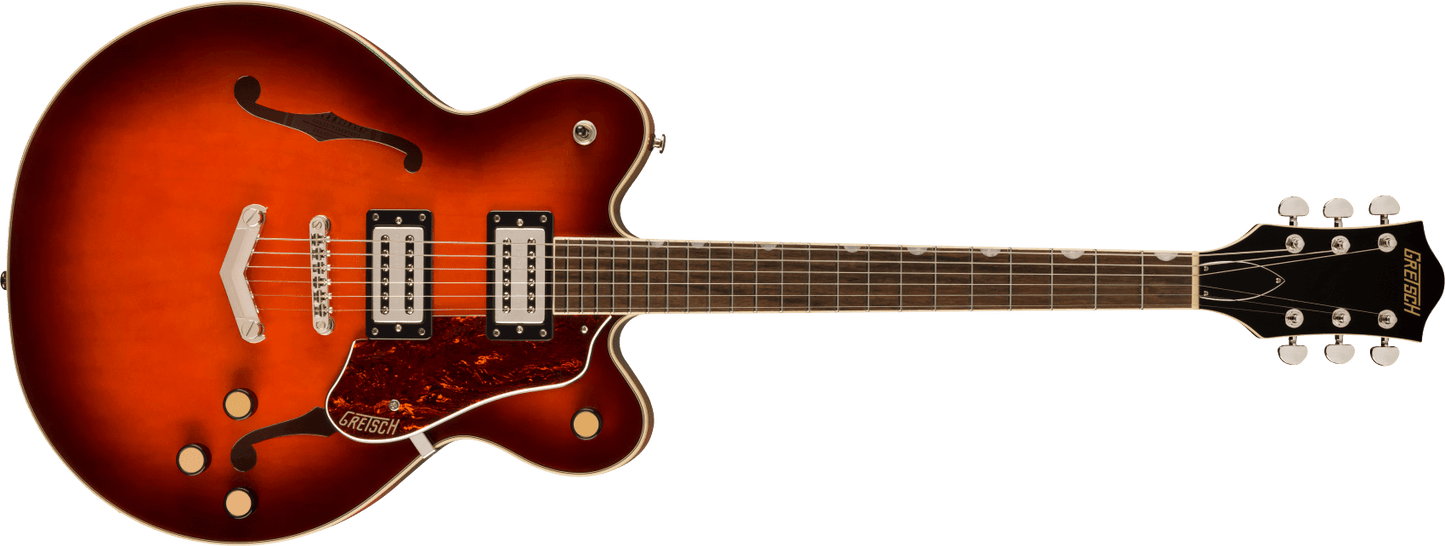 G2622 Streamliner Center Block Double-Cut with V-Stoptail Laurel Fingerboard Broad’Tron BT-3S Pickups Fireburst