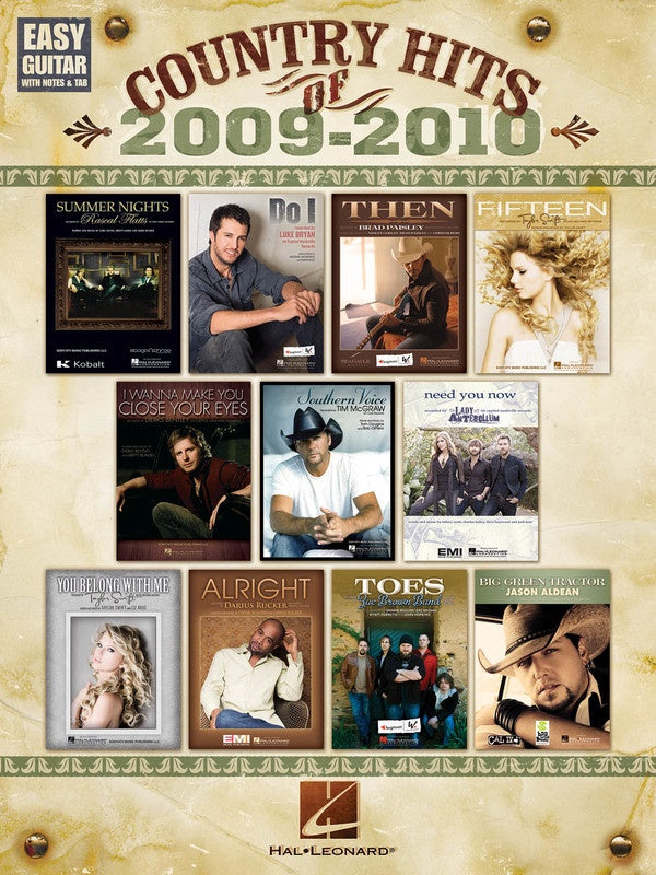 COUNTRY HITS OF 2009-2010 EASY GTR NOTES & TAB