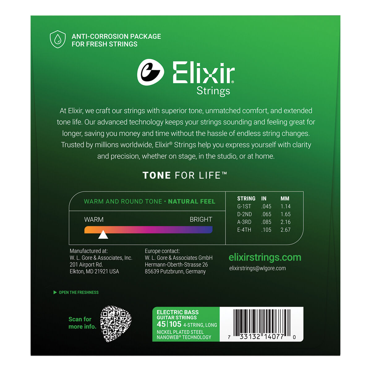 Elixir 14077 Nanoweb Bass Medium 45-105
