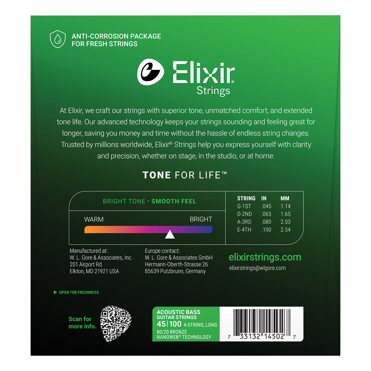 Elixir 14502 Nanoweb Acoustic tic Bass LIGH T 45-100