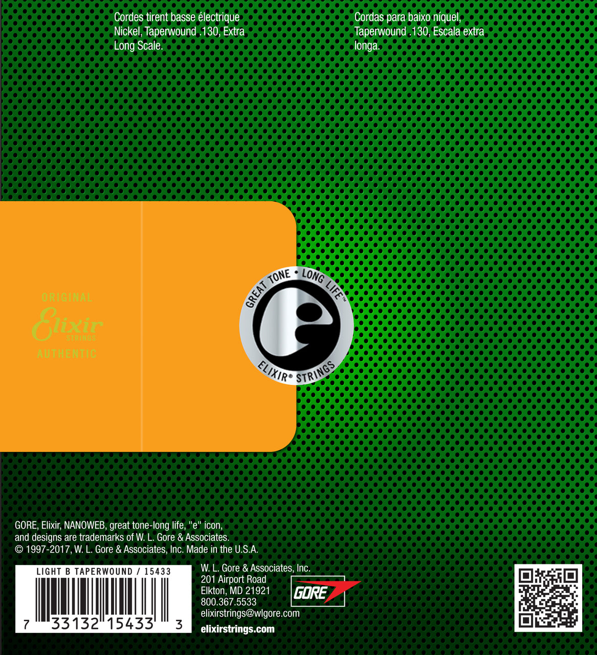 Elixir 15433 Nanoweb Single Bass Medium B .130TW XLong