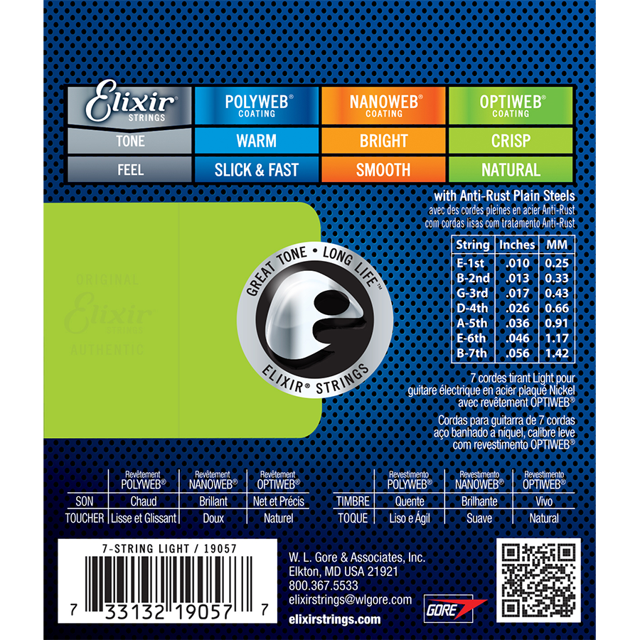 Elixir 19057 Optiweb 7-String Electric Light 10-56