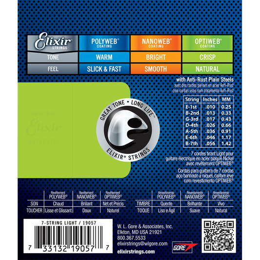 ELIXIR 10957 OPTIWEB ELECTRIC 7 STRING 10-56