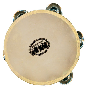 AMS 6" Tambourine Wood 4 Pairs of Jingles| Calf Skin