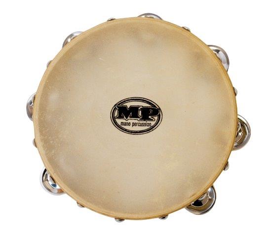 AMS 8" Tambourine Wood 7 Pairs Jingles | Calf Skin