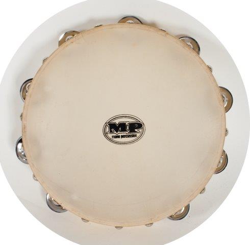 AMS 10" Tambourine Wood 9 Pairs Of Jingles | Calf Skin