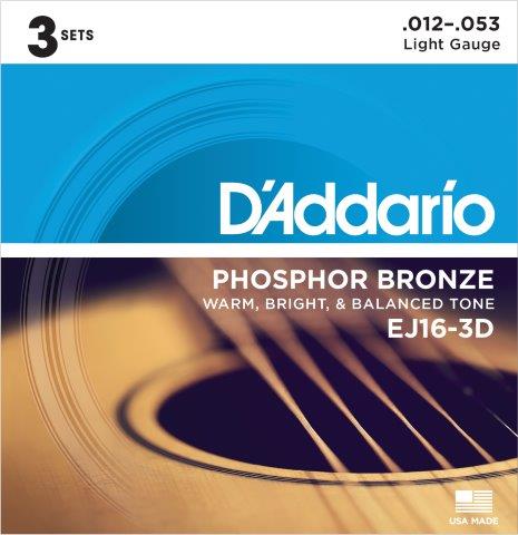 Daddario 12-53 Light Guage Acoustic Guitar String Set | Phosphor Bronze