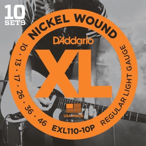 Daddario 19-46 Regular Light Electric Guitar String Set | 10 Pack | Nickel Wound