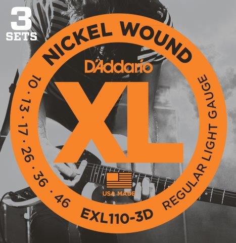 D'Addario EXL110 Nickel Wound Electric Guitar Strings – Regular Light Gauge