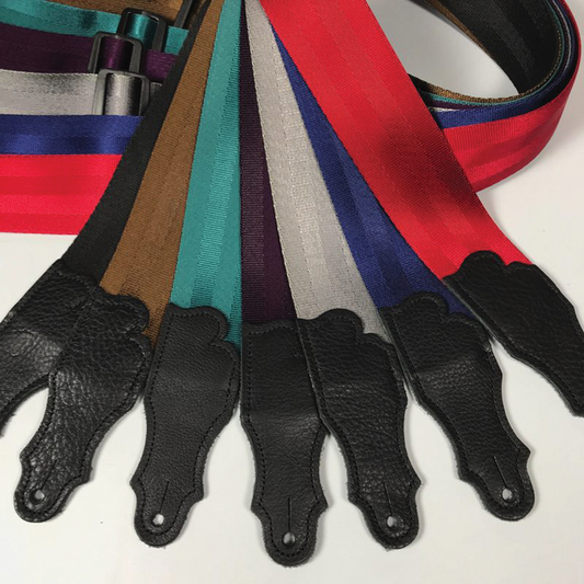 Franklin 2" Silver Aviator Seat Belt Strap with Pebbled Glove Leather End Tab