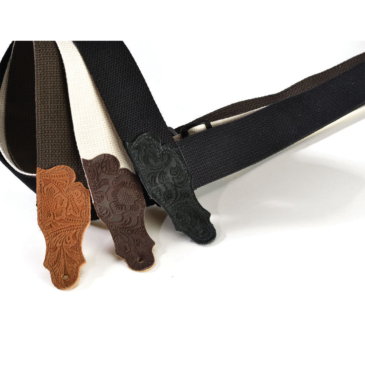 Franklin 2" Black Cotton Strap with Embossed Black Suede End Tab