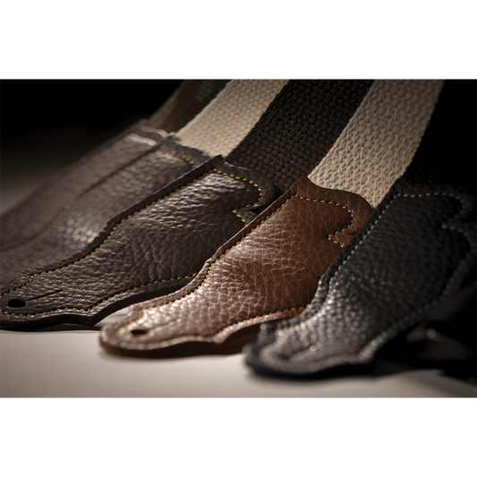 Franklin 2" Chocolate Cotton Strap with Pebbled Chocolate Glove Leather End Tab