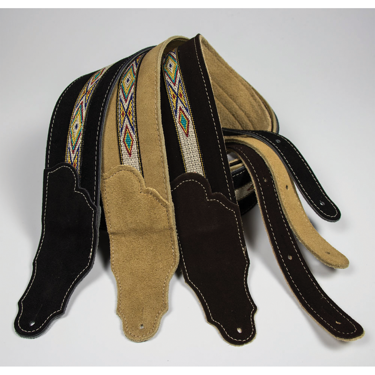Franklin Southwest 2.5" Black Suede with Hitch Weave & Natural Stitching