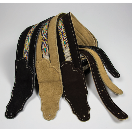Franklin Southwest 2.5" Black Suede with Hitch Weave & Natural Stitching