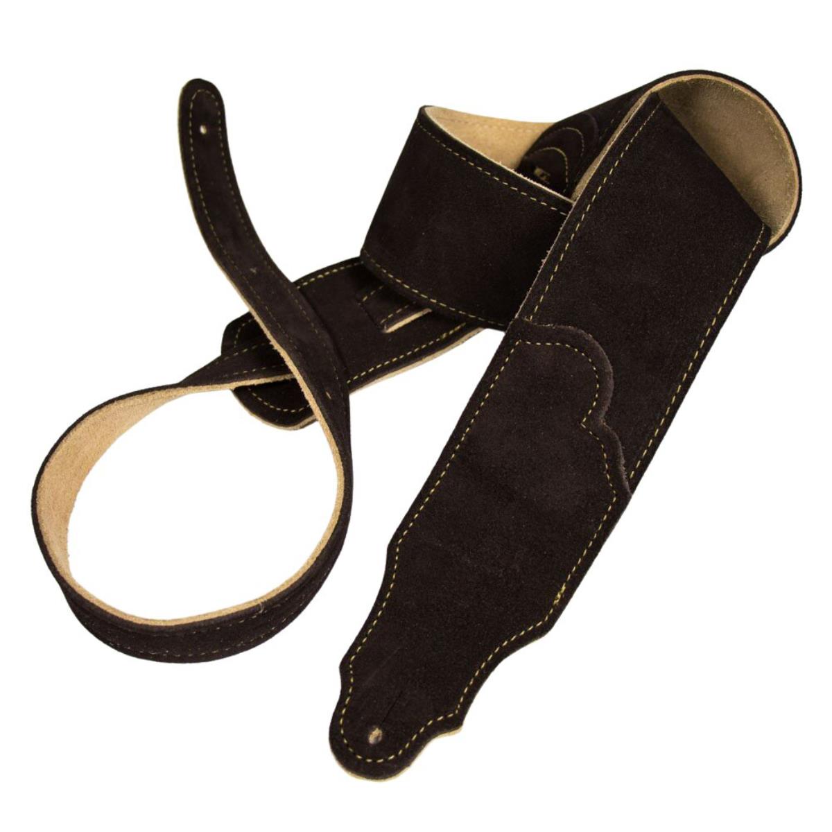 Franklin 2.5inch Chocolate Suede/ Gold Stitching Strap #FSS-CH-G