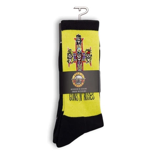 Perris Licensed GNR Appetite For Destruction - Large Crew Socks in Black/Yellow (1-Pair)