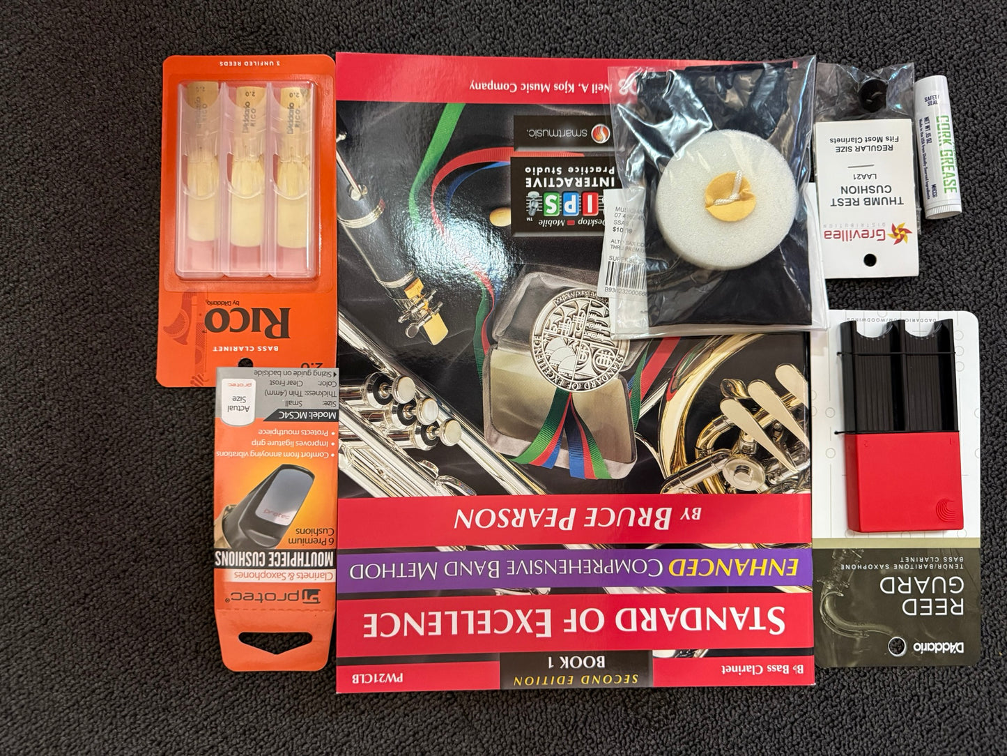 Musicians Oasis Bass Clarinet Standard Student Bundle | Book SOE w Reeds, Cork Grease & Swab