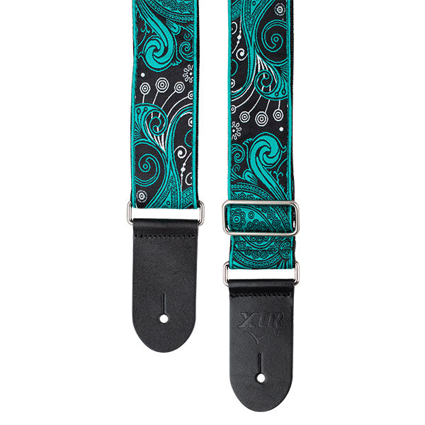 XTR 2" Vintage Jacquard Weave Guitar Strap | Paisley/Jade/Green