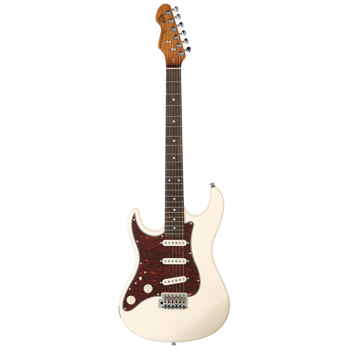 Levinson Sceptre Ventana Std L Olympic White Double Cutaway3SC w Indian Laurel Board