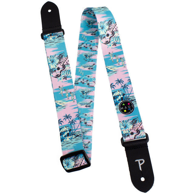 Perris 1.5" Polyester Maui & Sons - 8171 Design Ukulele Strap w/ Leather Ends