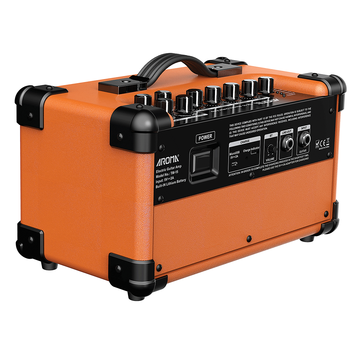 Aroma TM15OR 15W Orange Electric Guitar Rechargeable Amplifier