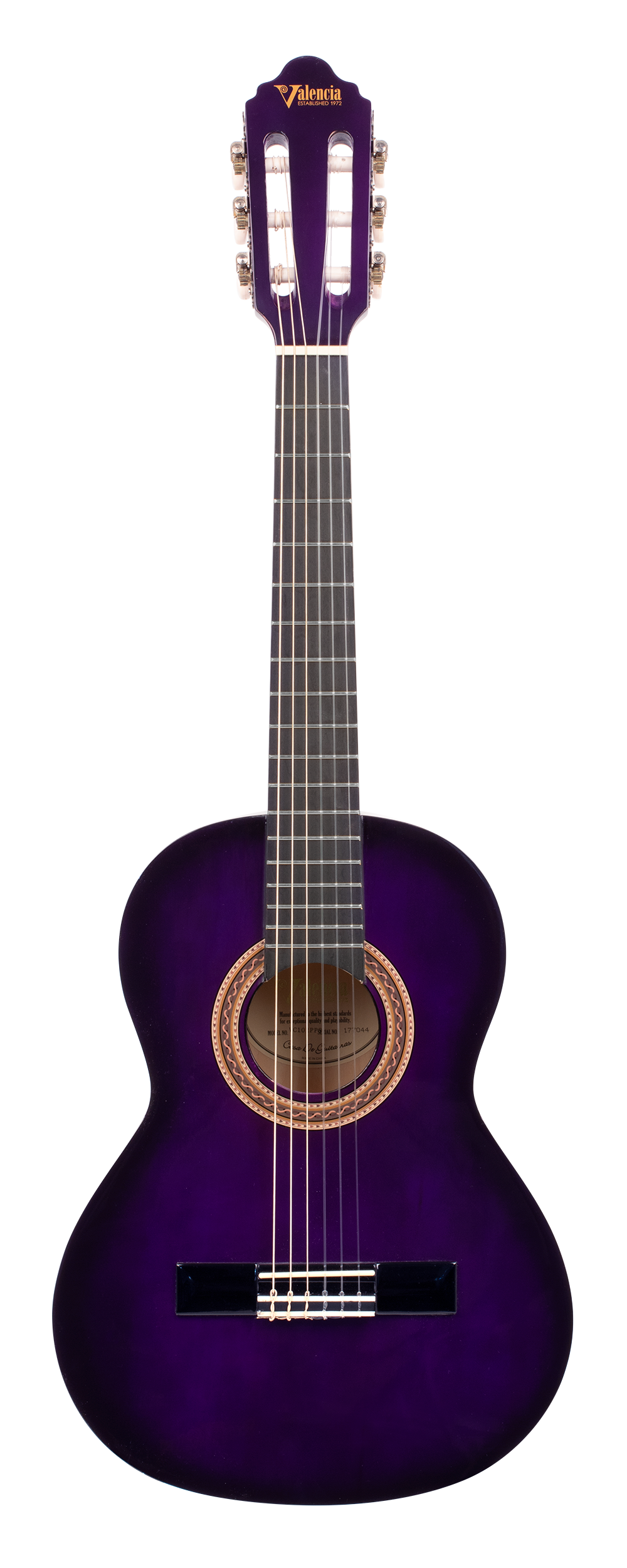 Valencia VC102PPS 100 Series 1/2 Classical Guitar | Purple Sunburst