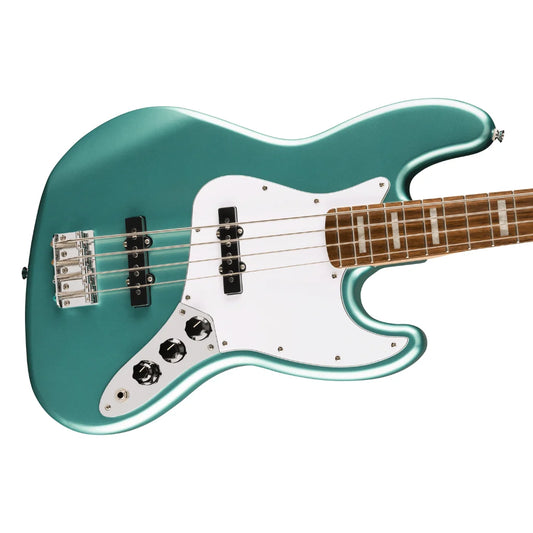 Affinity Series Active Jazz Bass Laurel Fingerboard White Pickguard Mystic Sea Foam Green
