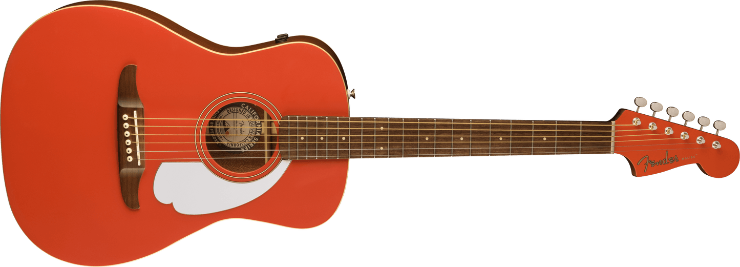 Fender Malibu Player Walnut Fingerboard White Pickguard Fiesta Red