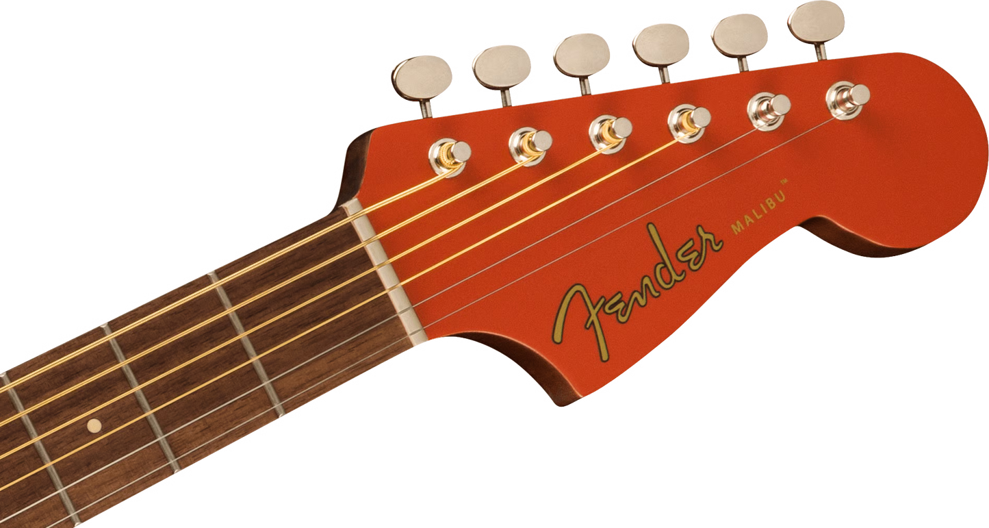 Fender Malibu Player Walnut Fingerboard White Pickguard Fiesta Red