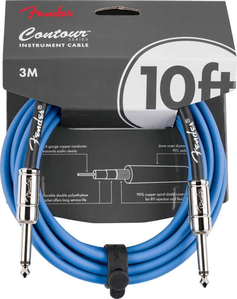 Fender Contour™ 10ft Instrument Cable Lake Placid Blue