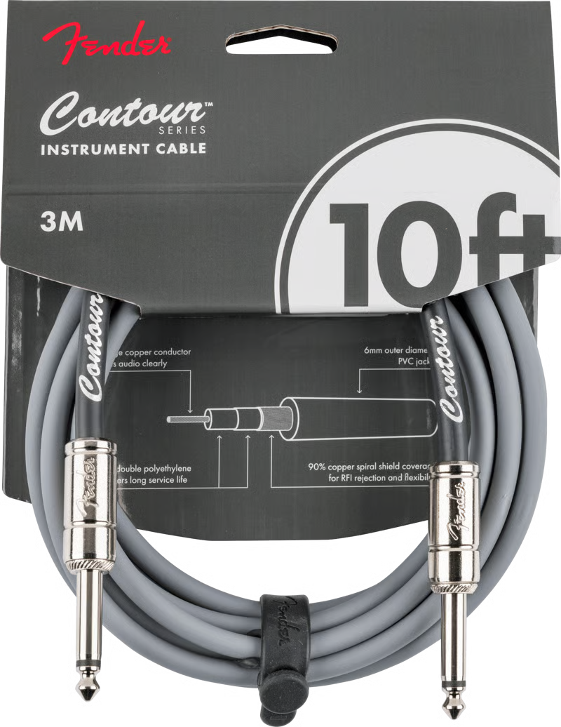 Fender Contour™ 10ft Instrument Cable Inca Silver