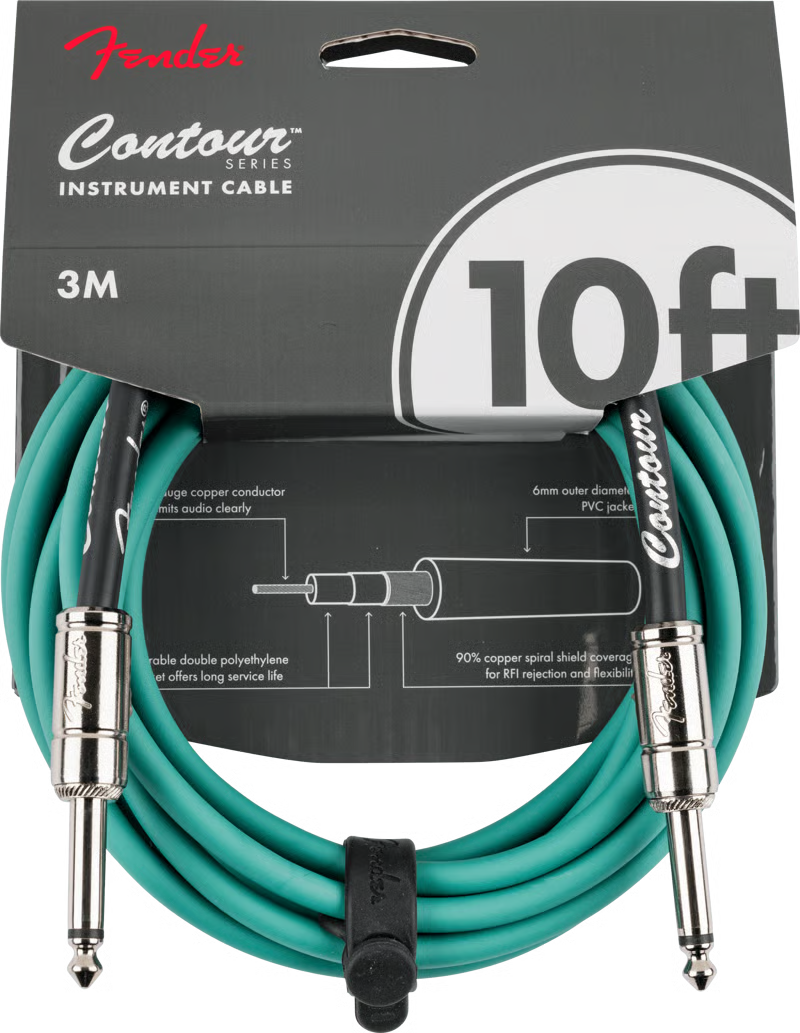 Fender Contour™ 10ft Instrument Cable Sherwood Green