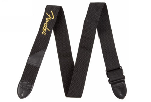 Fender Logo Strap Black/Yellow Logo 2