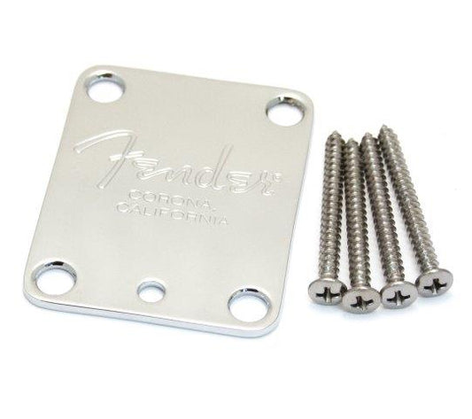 4-Bolt American Series Guitar Neck Plate with Fender Corona Stamp Chrome