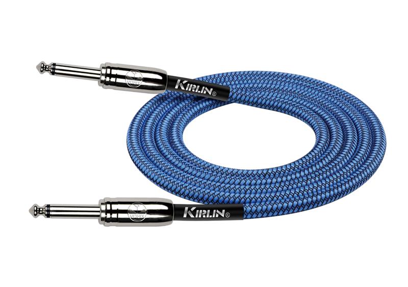 Kirlin 10ft 1/4" Mono To 1/4" Mono Guitar Cable | Woven Blue | IWCC-201PN