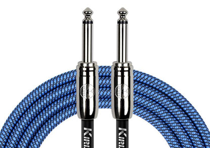 Kirlin 10ft 1/4" Mono To 1/4" Mono Guitar Cable | Woven Blue | IWCC-201PN