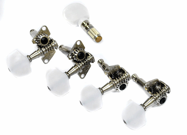 GT Banjo Tuning Machines in Nickel Finish (5-String) with White Pearl Buttons