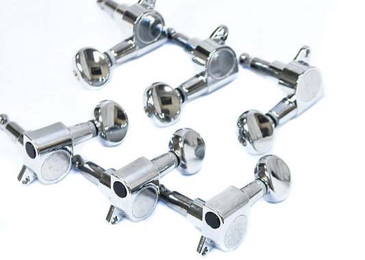 GT Electric Guitar Sealed Tuning Machines in Chrome Finish (6-inline) with Oval Chrome Buttons