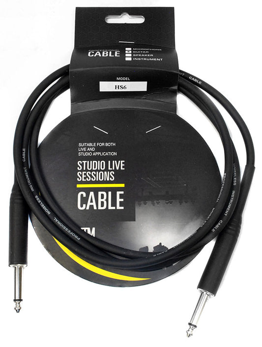 Leem 6ft Heatshrink Instrument Cable (1/4" Straight Plug - 1/4" Straight Plug)