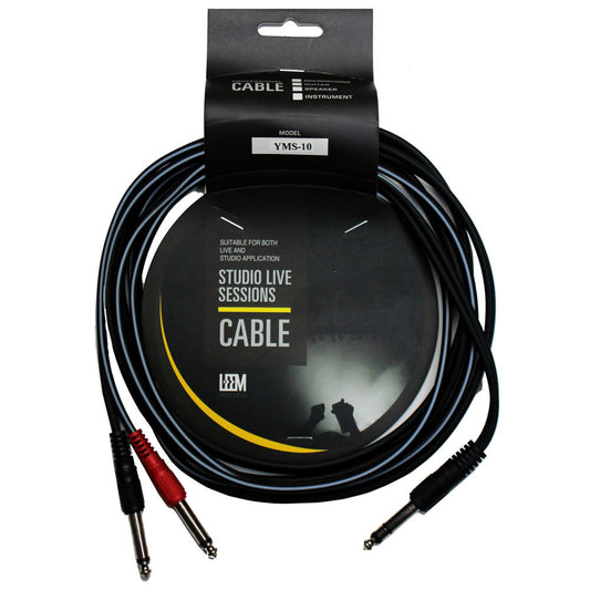 Leem 10ft Y-Cable (1/4" Straight TRS - 2 x 1/4" Straight TS)