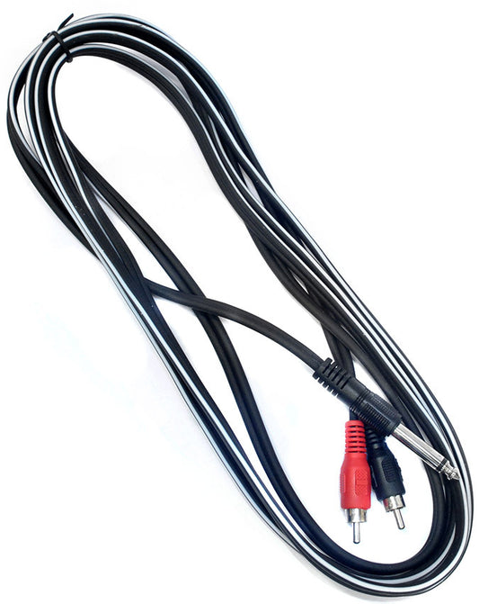 Leem 10ft Y-Cable (1/4" Straight TS - 2 x RCA Plugs)