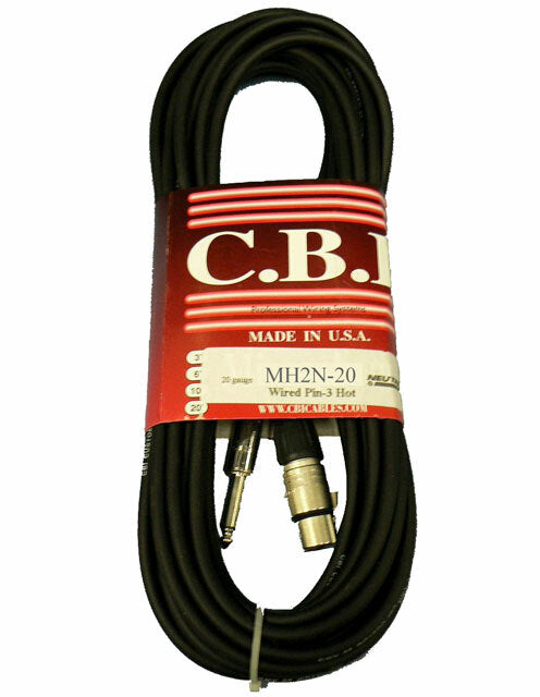 C.B.I. Cables Artist MH2 Series 20ft Microphone Cable XLR-QTR