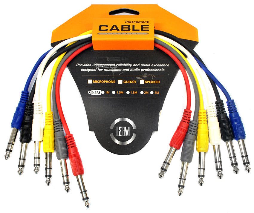 Leem 1ft Stereo Patch Cables 6pk (1/4" Stereo Jack Plug - 1/4" Stereo Jack Plug )