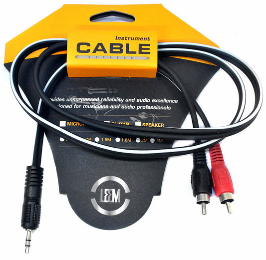 Leem 3ft Y-Cable (3.5mm Straight TRS - 2 x RCA Plugs)