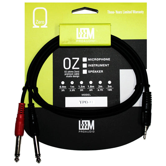 Leem 3ft Y-Cable (3.5mm Straight TRS - 2 x 1/4" Straight TS)
